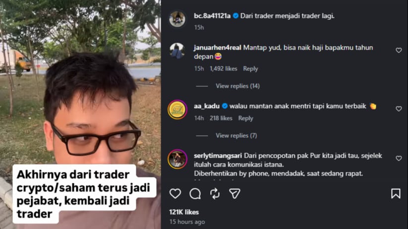 Unggahan anak eks Menkeu Purbaya Yudhi Sadewa, Yudo Sadewa
