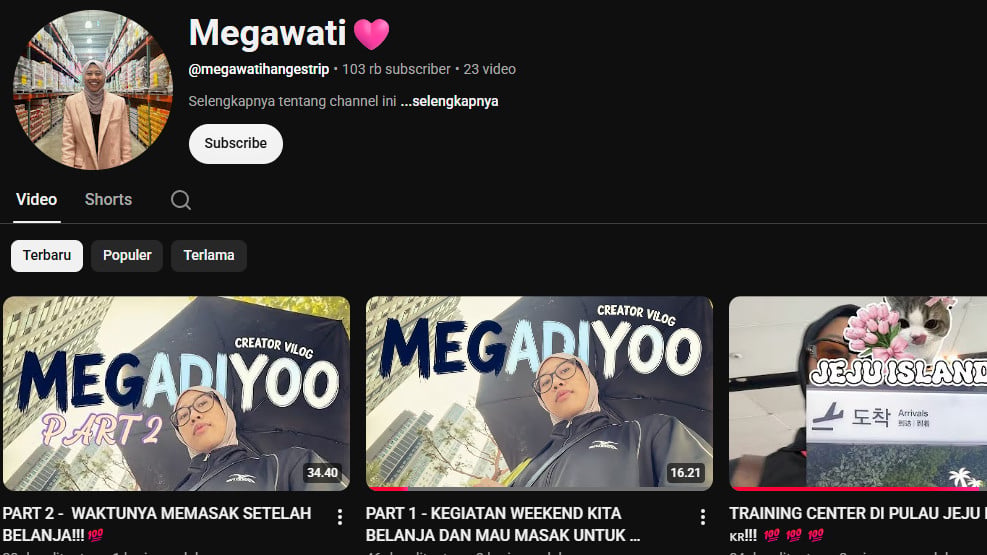 Kanal YouTube Megawati Hangestri