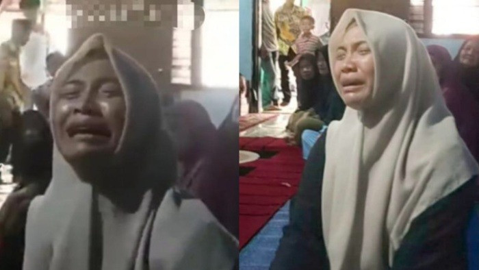 Apriliani Niken Pratiwi, istri Joni Iskandar, residivis kasus curanmor dan narkotika menangis usai suami ditembak polisi