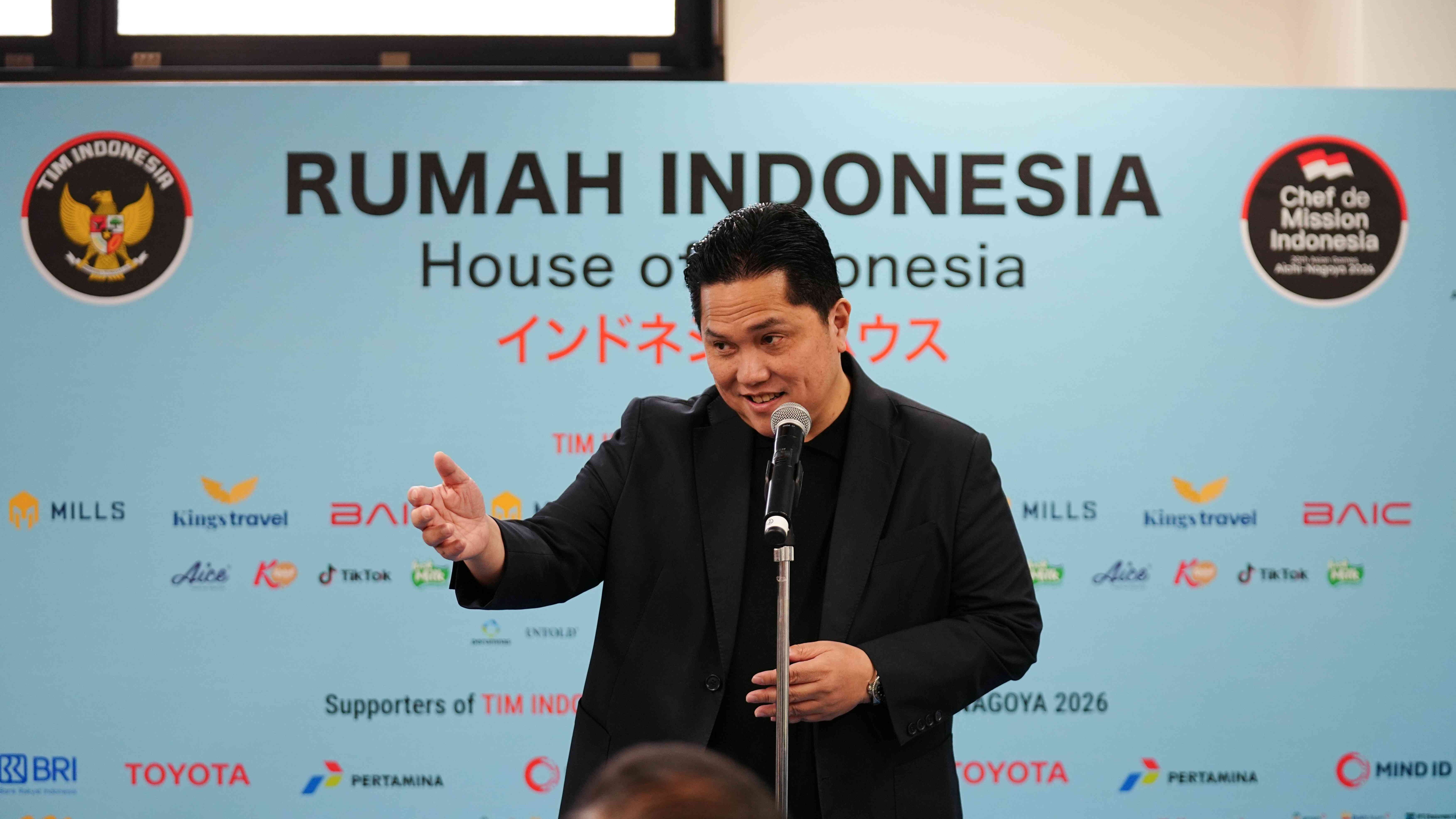 Menteri Pemuda dan Olahraga Indonesia, Erick Thohir saat Peresmian Rumah Indonesia di Nagoya untuk Asian Games 2026