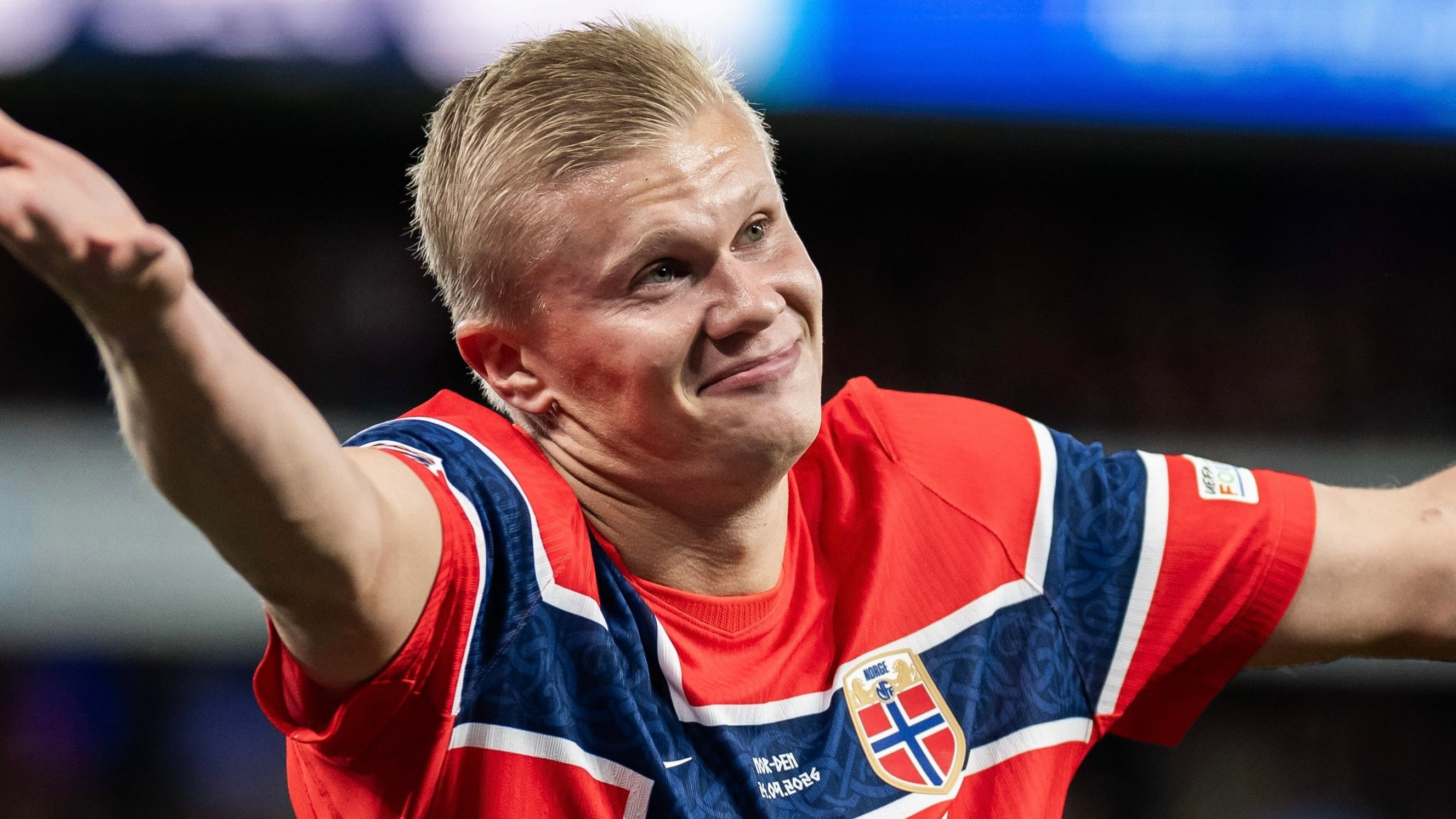 Erling Haaland dalam pertandingan Norwegia vs Denmark di UEFA Nation League 2026