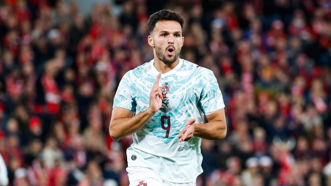Selebrasi gol Goncalo Ramos dalam laga Norwegia vs Portugal di UEFA Nation League 2026