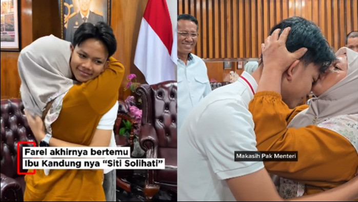 Momen pertemuan Farel Prayoga dengan ibu kandungnya di kantor Kementerian Hukum
