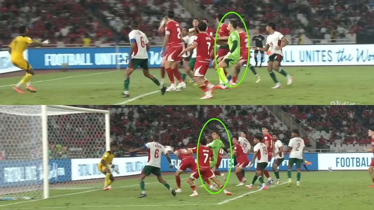 Momen Emil Audero maju ke depan kotak penalti gawang Bangladesh dalam laga Timnas Indonesia vs Bangladesh di FIFA ASEAN Cup 2026, Kamis (1/10/2026).