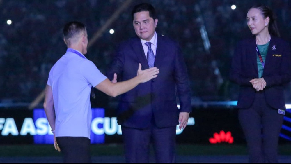 Ketua Umum PSSI Erick Thohir dan pelatih Timnas Indonesia John Herdman