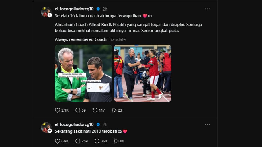 Cristian Gonzales ikut bereaksi atas trofi FIFA ASEAN Cup 2026 yang diraih Timnas Indonesia