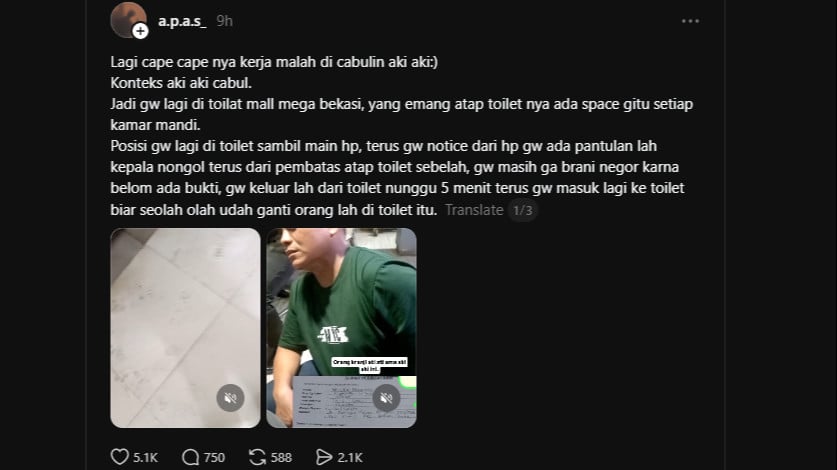 Pria paruh baya kepergok intip laki-laki di toilet mall di Bekasi