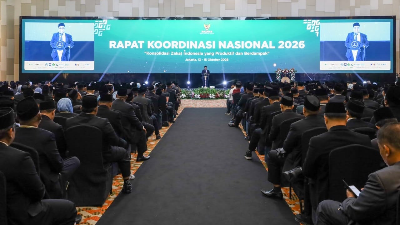 Suasana Rapat Koordinasi Nasional (Rakornas) BAZNAS 2026 di Jakarta, Selasa (13/10/2026).