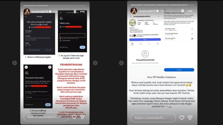 Akun pribadi hingga bisnis milik Sarwendah diduga diretas