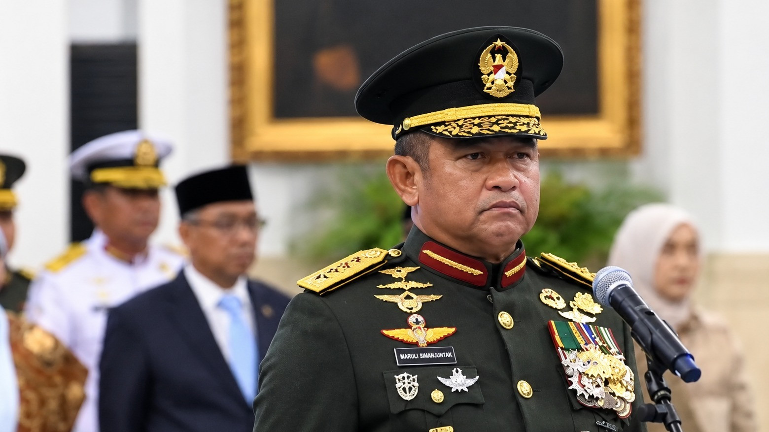Jenderal TNI Maruli Simanjuntak mengikuti prosesi pelantikan sebagai Wakil Panglima TNI di Istana Kepresidenan, Jakarta, Kamis (15/10/2026).