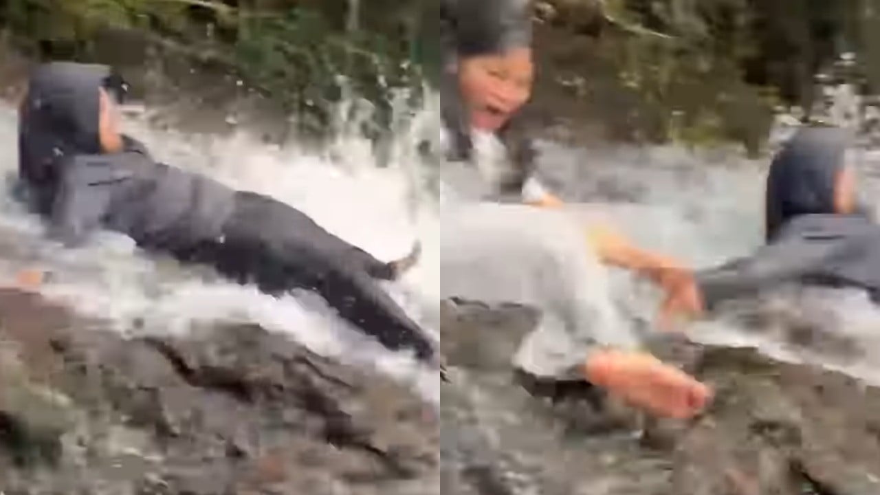Wanita terjatuh dan hanyut di Air Terjun Robo, Kabupaten Lima Puluh Kota, Sumatera Barat.