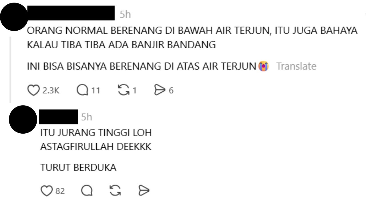 Netizen komentari soal video viral seorang wanita terjatuh dan hanyut di Air Terjun Robo, Kabupaten Lima Puluh Kota, Sumatera Barat.