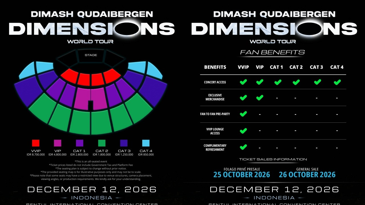 Harga tiket konser penyanyi Kazahkstan, Dimash Qudaibergen di Jakarta, Indonesia