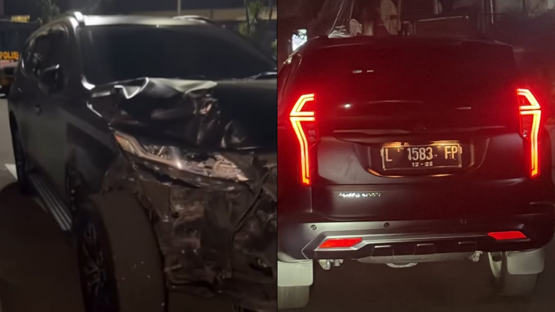 Kondisi mobil terduga pelaku penabrakan di Mampang Prapatan, Jakarta Selatan yang diduga dikendarai oleh anak purnawirawan TNI