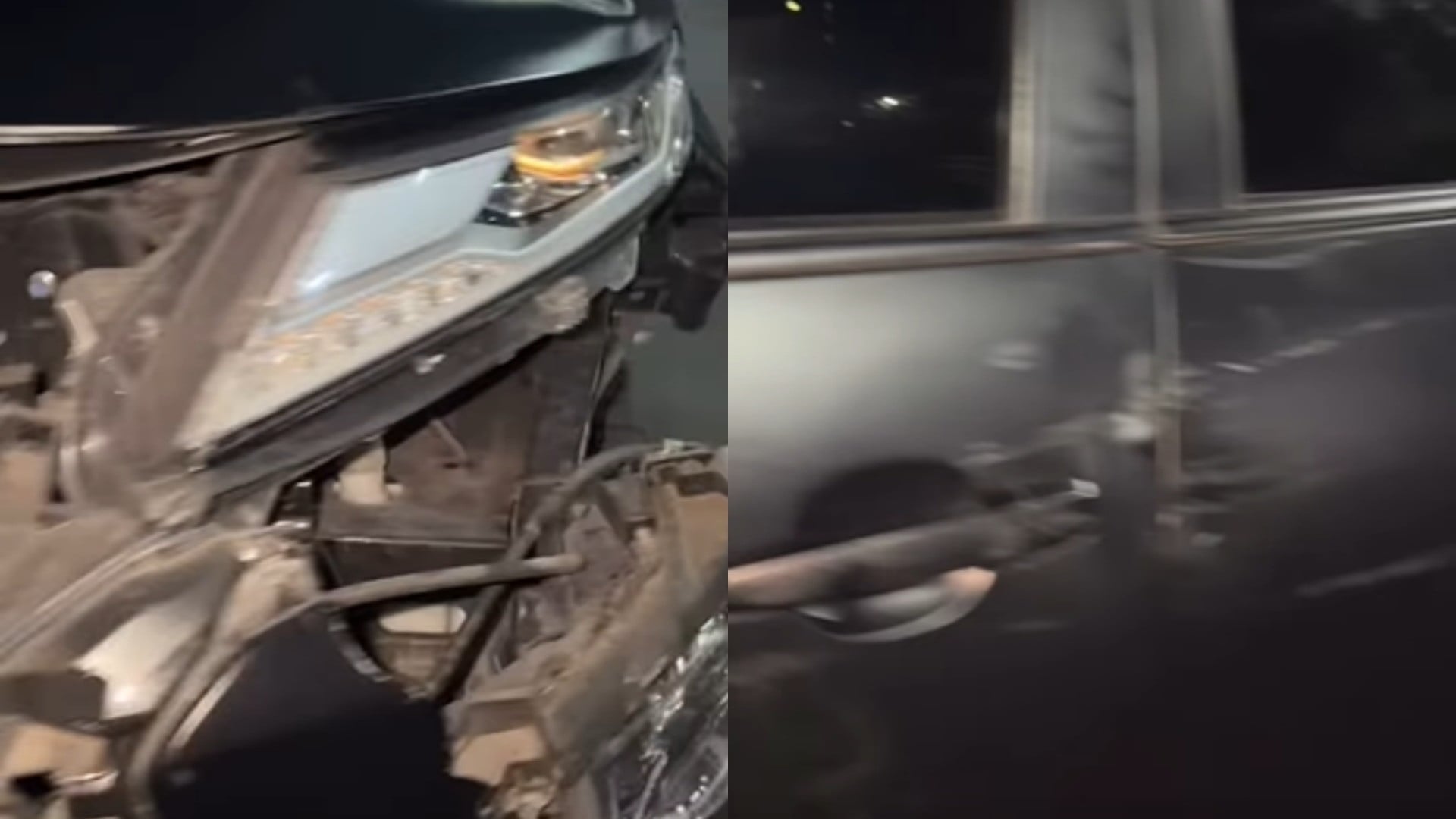 Kondisi mobil terduga pelaku penabrakan di Mampang Prapatan, Jakarta Selatan yang diduga dikendarai oleh anak purnawirawan TNI