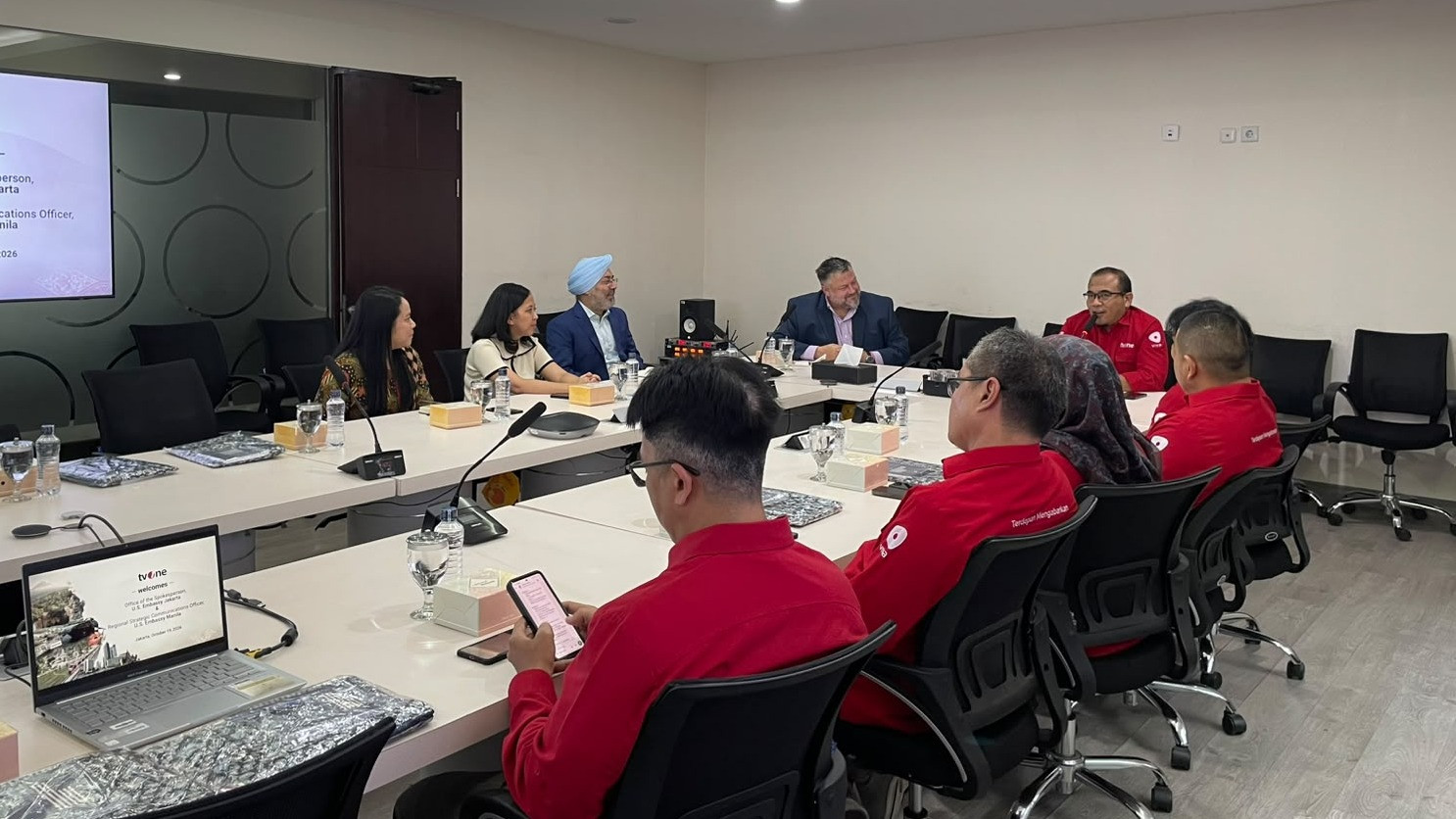 Media Visit Kedutaan Besar Amerika Serikat ke kantor tvOne di Pulogadung, Jakarta Timur pada Senin (19/10/2026)
