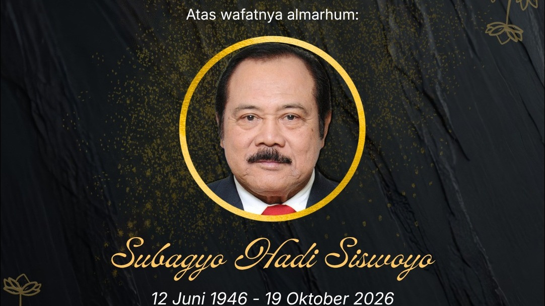 Mantan KSAD Jenderal TNI (Purn.) Subagyo Hadi Siswoyo meninggal dunia, pada Senin (19/10/2026).