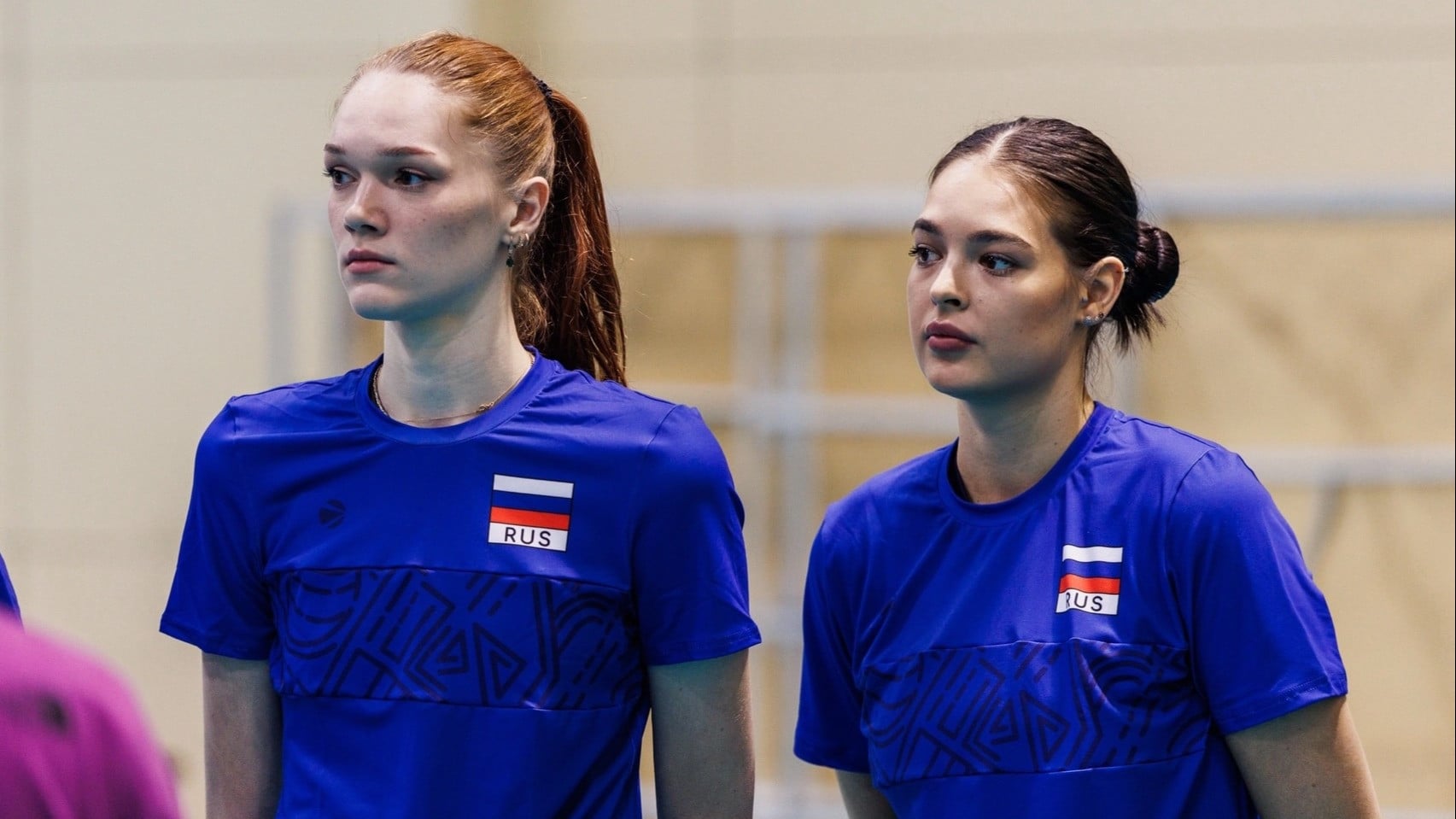 Polina Matveeva saat sesi latihan bersama Marina Markova di tim nasional voli putri Rusia.