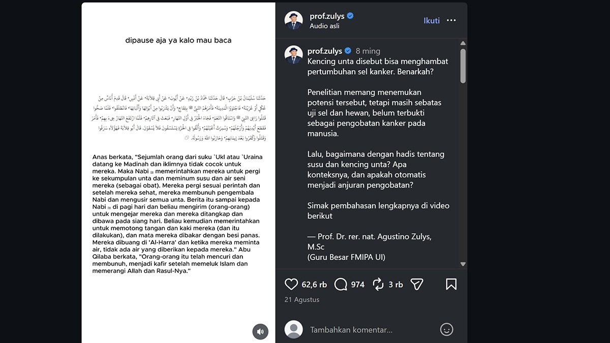 Apa Benar Kencing Unta Bisa Menghambat Pertumbuhan Sel Kanker? Ini Penjelasannya
            - galeri foto