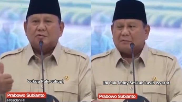 Momen Presiden Prabowo tirukan  kode  Seskab Teddy untuk akhiri pidato di Rakornas TPAKD, Kamis (22/10/2026).