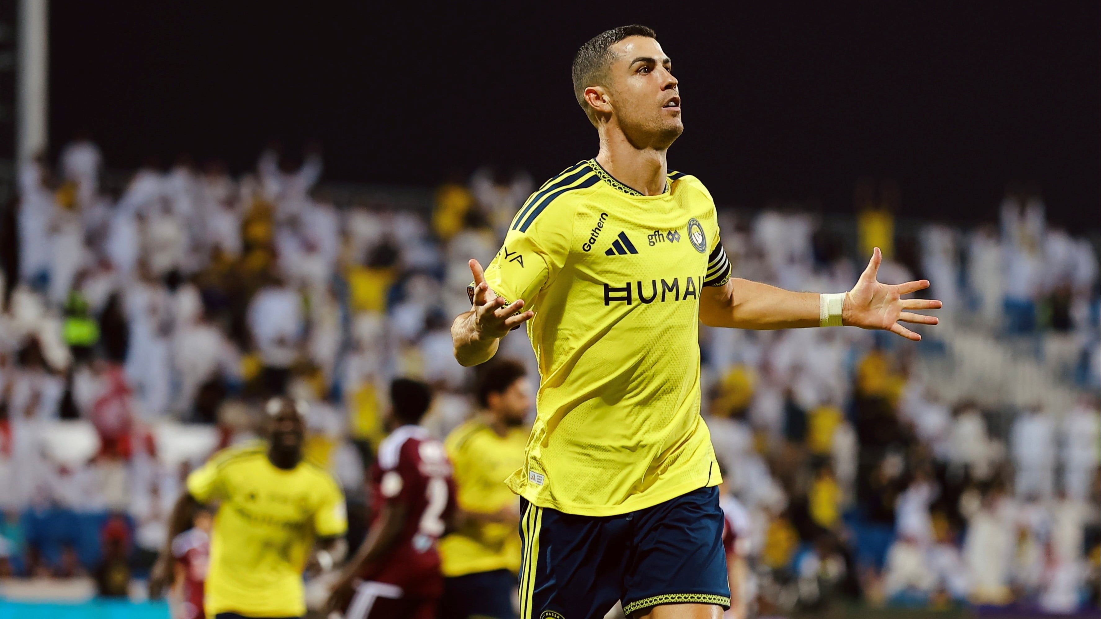 Selebrasi Cristiano Ronaldo dalam laga Al Faisaly vs Al Nassr di Liga Pro Saudi 2026/2027, Jumat (23/10/2026).