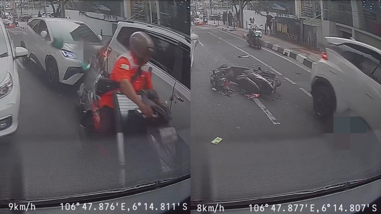 Pengemudi ojol ditabrak mobil listrik di Blok M, Jakarta Selatan