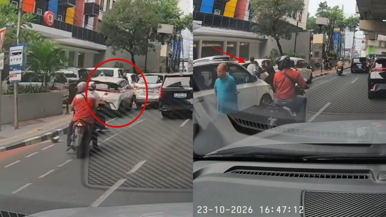 Pengemudi ojol ditabrak mobil listrik di Blok M, Jakarta Selatan
