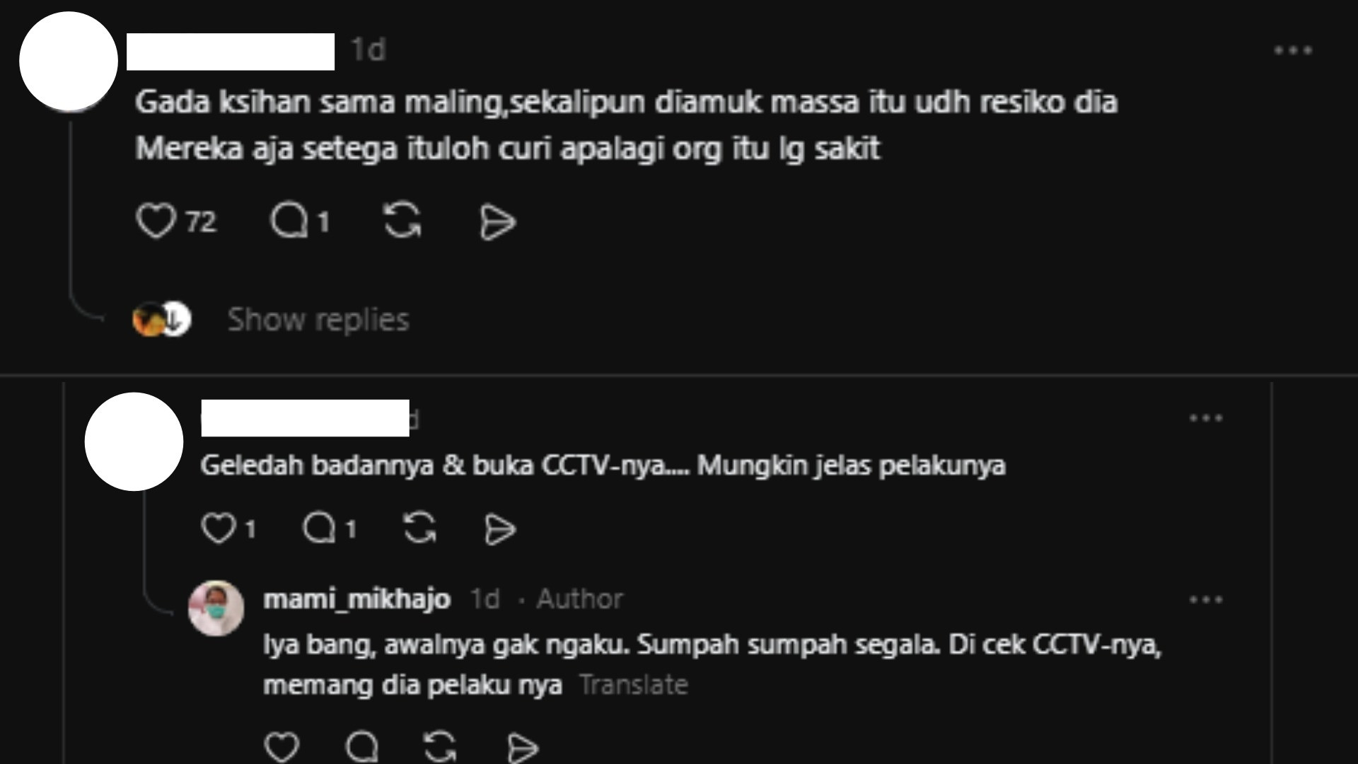 Komentar netizen Threads terhadap dugaan pencurian di RSUD Drs. H. Amri Tambunan, Lubuk Pakam, Deli Serdang, Sumatera Utara