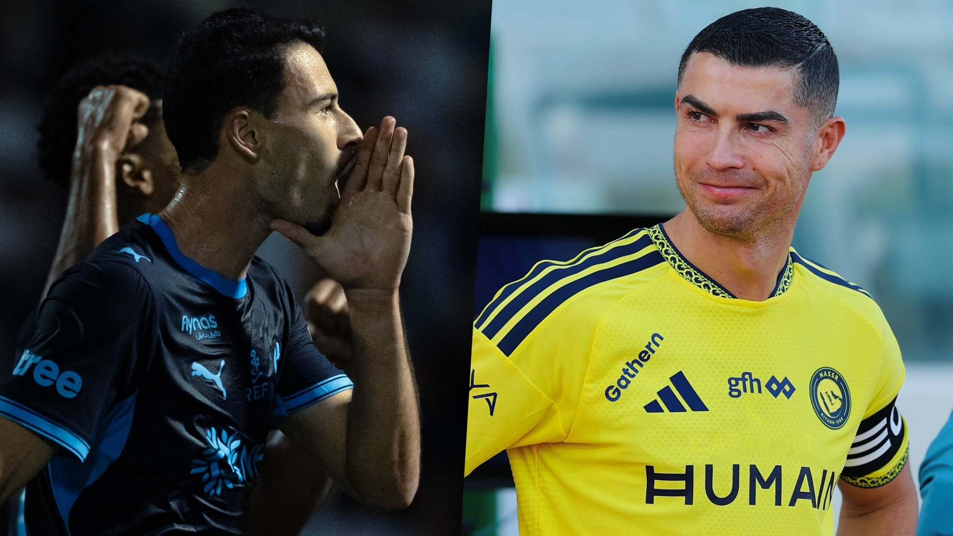 Pemain Al Hilal dan Al Nassr: Gabriel Martinelli (kiri) dan Cristiano Ronaldo (kanan) di Liga Pro Saudi 2026/2027.