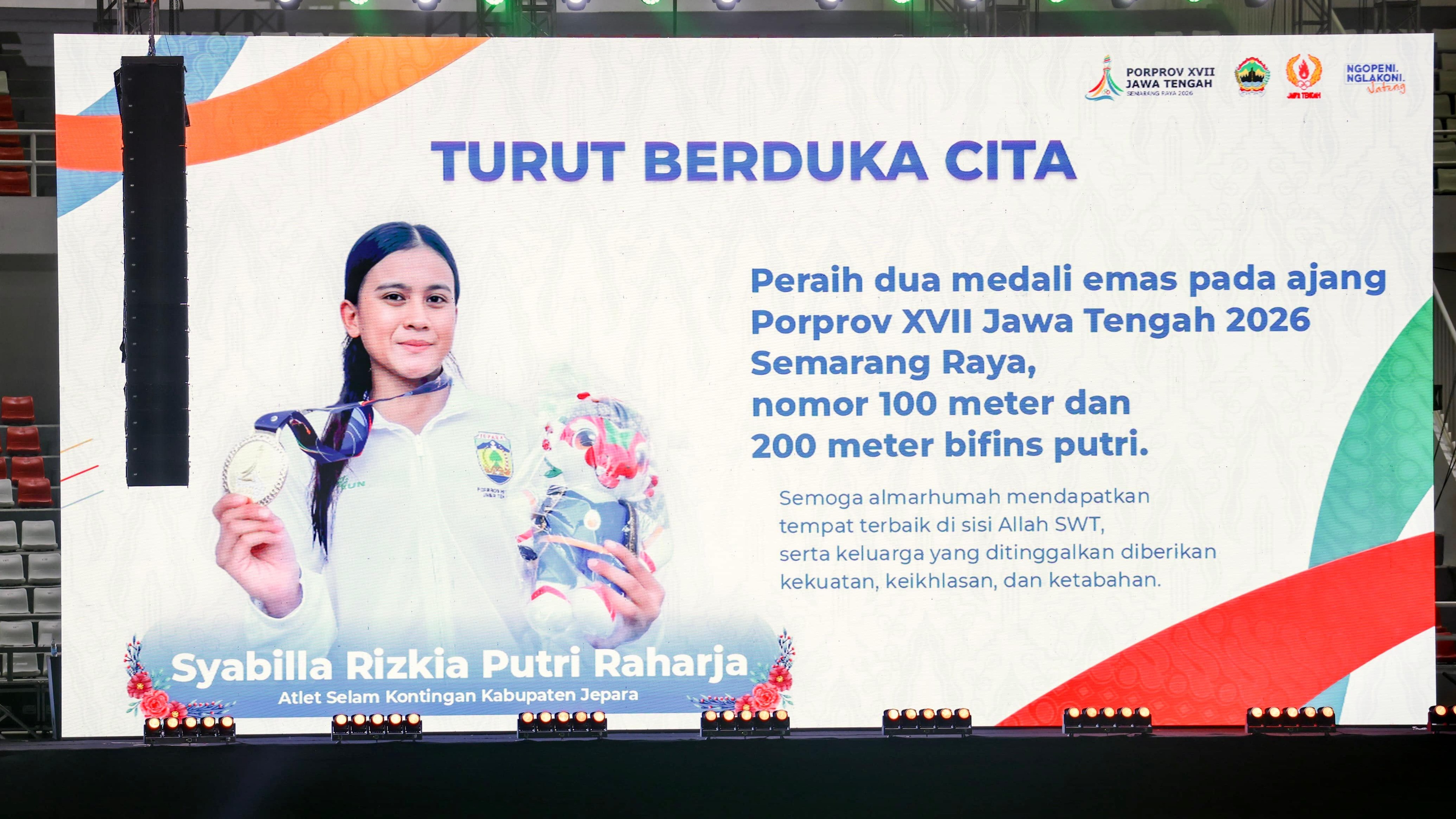 Syabilla Rizkia Putri Raharja (22), atlet selam asal Jepara, meninggal dunia setelah mengalami insiden saat berlomba.