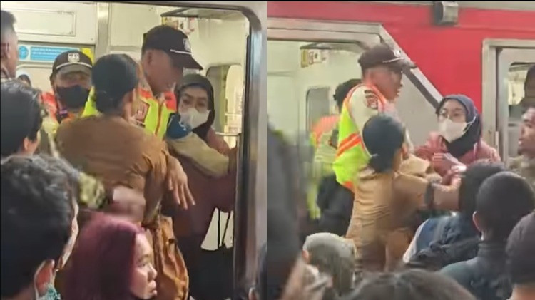 Viral, pertengkaran dua wanita di rangkaian KRL Commuter Line saat berhenti di Stasiun Tebet