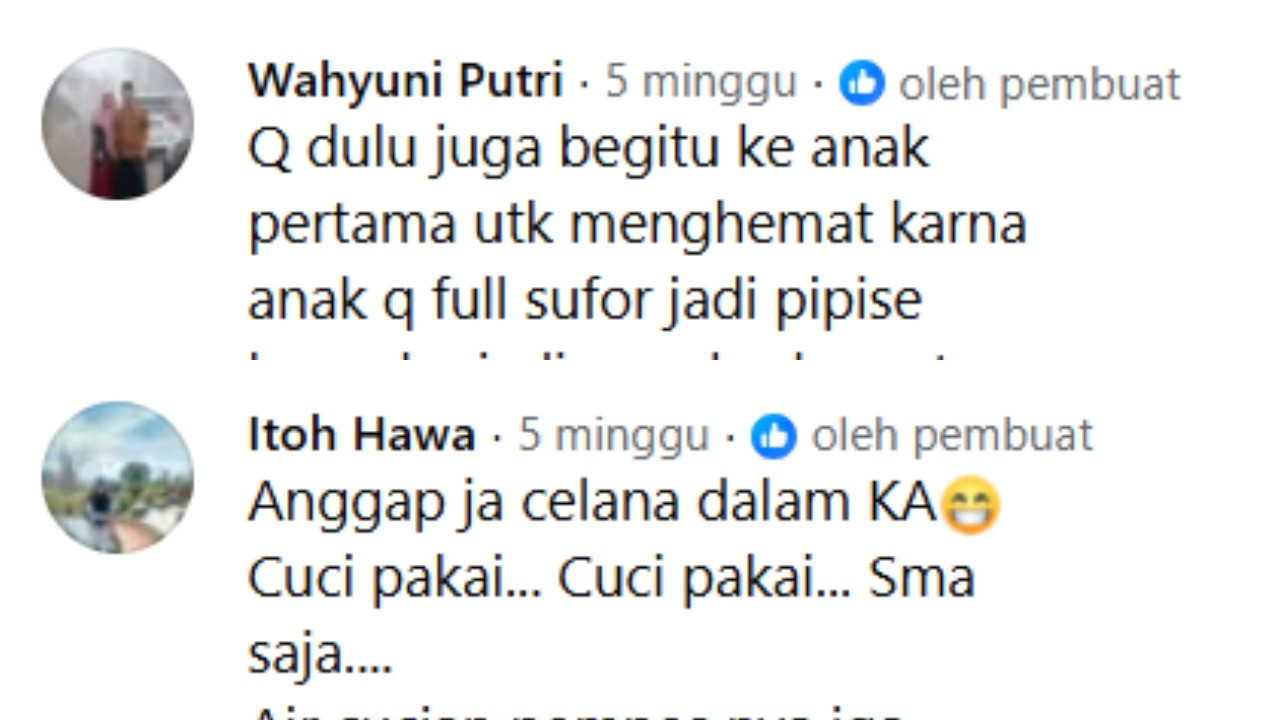 Komentar netizen yang mendukung ibu yang cuci pamper bekas untuk dipakaikan lagi ke bayi
