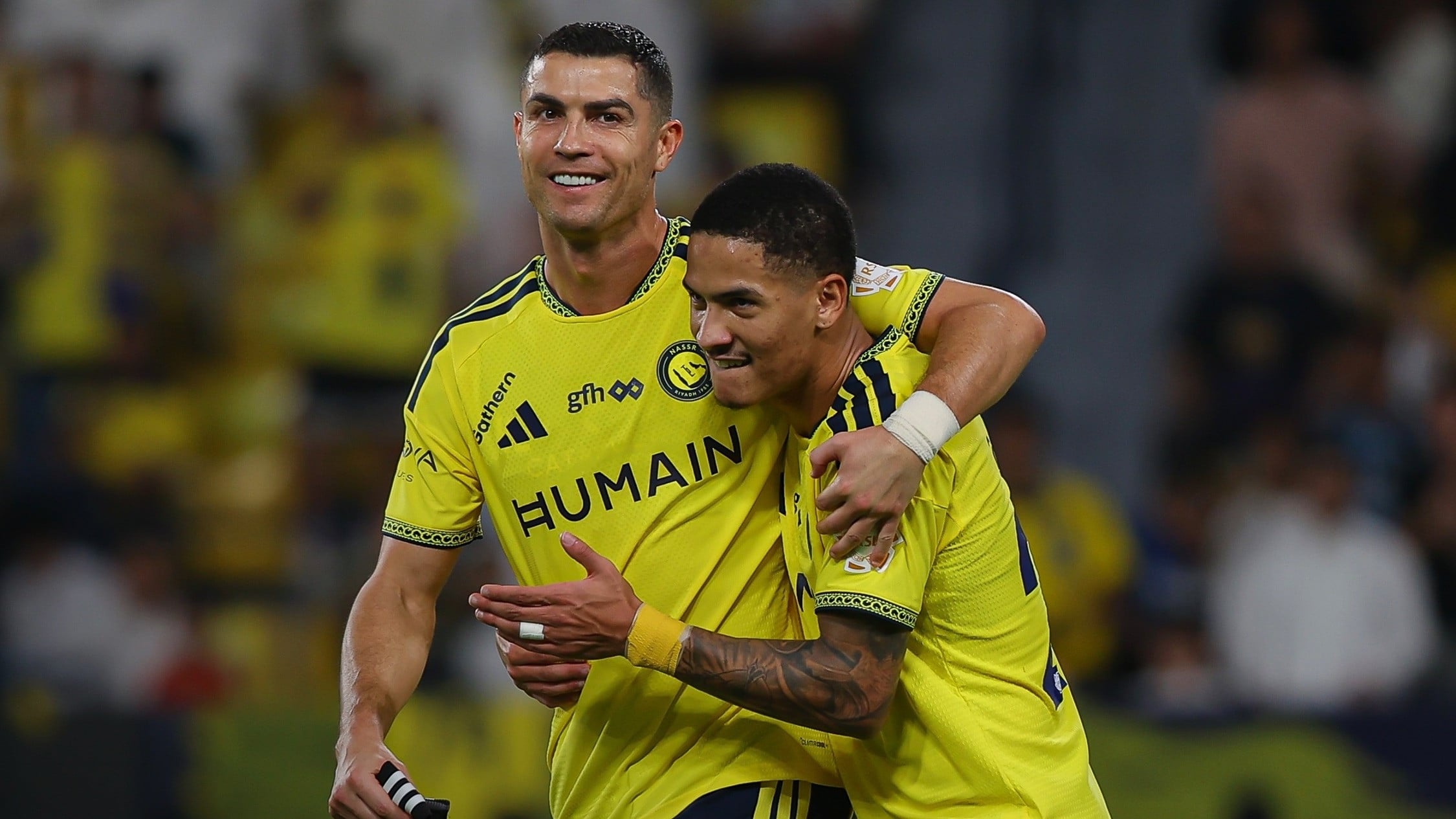 Cristiano Ronaldo dan Angelo Gabriel dalam laga Al Nassr vs Al Kholood di Liga Pro Saudi 2026/2027, Jumat (30/10/2026).