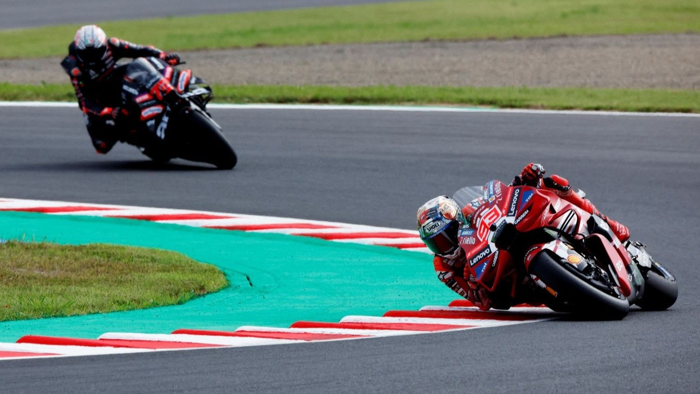 Pembalap Ducati Marc Marquez dan Aprilia Racing Marco Bezzecchi
