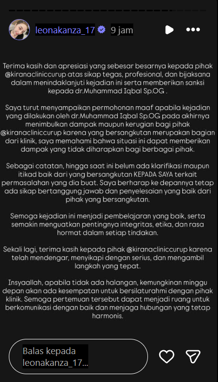 dr. Muhammad Iqbal Resmi Dinonaktifkan Buntut Pesan Mesum, Begini Reaksi Leona Kanza
            - galeri foto