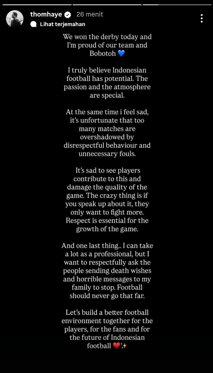 Pancing Amarah Suporter Persija, Keluarga Thom Haye dapat Ancaman Pembunuhan di Sosial Media
            - galeri foto