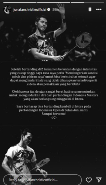 Alasan Utama Jonatan Christie Putuskan Mundur dari Indonesia Masters 2026
            - galeri foto