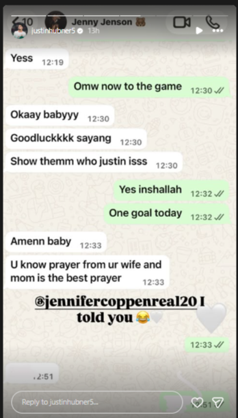 Firasat Ajaib Justin Hubner: Kirim Pesan "InsyaAllah Gol" ke Jennifer Coppen Sebelum Laga, Langsung Terbukti di Lapangan
            - galeri foto