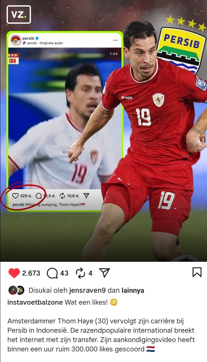 Media-Media Belanda Kaget Bukan Main Tahu Postingan Thom Haye Gabung Persib Bandung Disukai 300.000 Orang Cuma dalam 1 Jam: Wow!
            - galeri foto