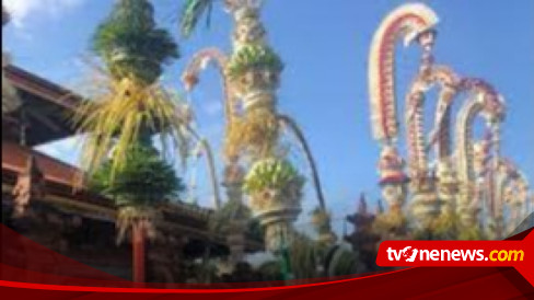 Umat Hindu Bali Pasang 2500 Penjor Hiasan Khas Janur Bambu Menyambut ...