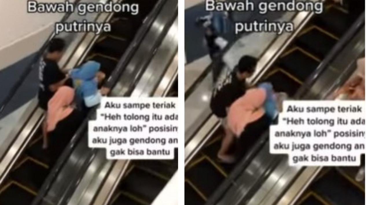 Viral Video Seorang Pria Selamatkan Ibu yang Terjatuh Sambil Gendong Anaknya saat Naiki Eskalator
            - galeri foto