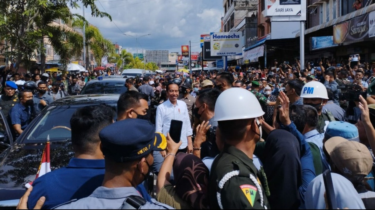 Kunjungi Pasar Tradisional Sri Mersing Dumai, Presiden Jokowi Beri ...