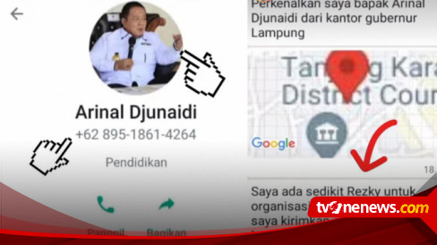 Penipu Catut Nama Gubernur Lampung Arinal Djunaidi Janjikan Dana Hibah