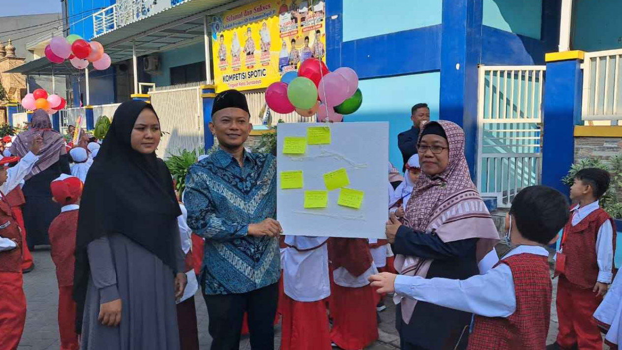 Hari Pertama Masuk Sekolah, Murid SD di Surabaya Terbangkan Balon Gas Udara Berisi Harapan dan Cita Cita
            - galeri foto