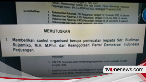 Terima Surat Pemecatan Sebagai Kader PDIP, Budiman Sudjatmiko: Terima Kasih Semuanya Ini Akhir Satu Episode dari Hidup Saya