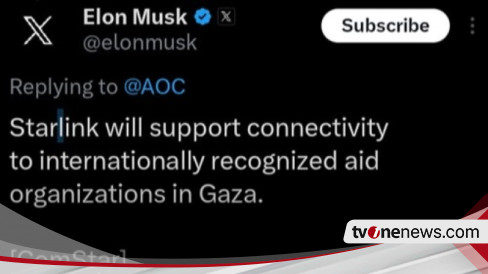 Lewat Cuitannya, Elon Musk Sebut akan Sediakan Layanan Starlink untuk Organisasi Bantuan di Gaza