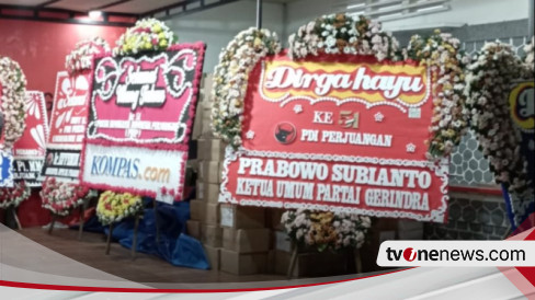 HUT PDIP ke-51, Prabowo Kirim Karangan Bunga