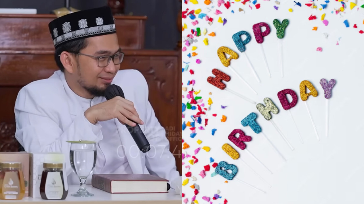 Hukum mengucapkan selamat ulang tahun dalam Islam menurut penjelasan Ustaz Adi Hidayat. Sumber: kolase tim tvOnenews