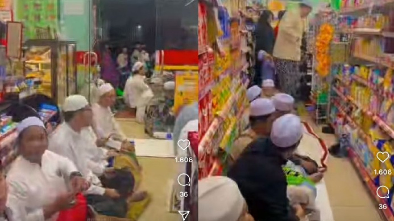 Viral shalat tarawih di Alfamart. Sumber: Instagram