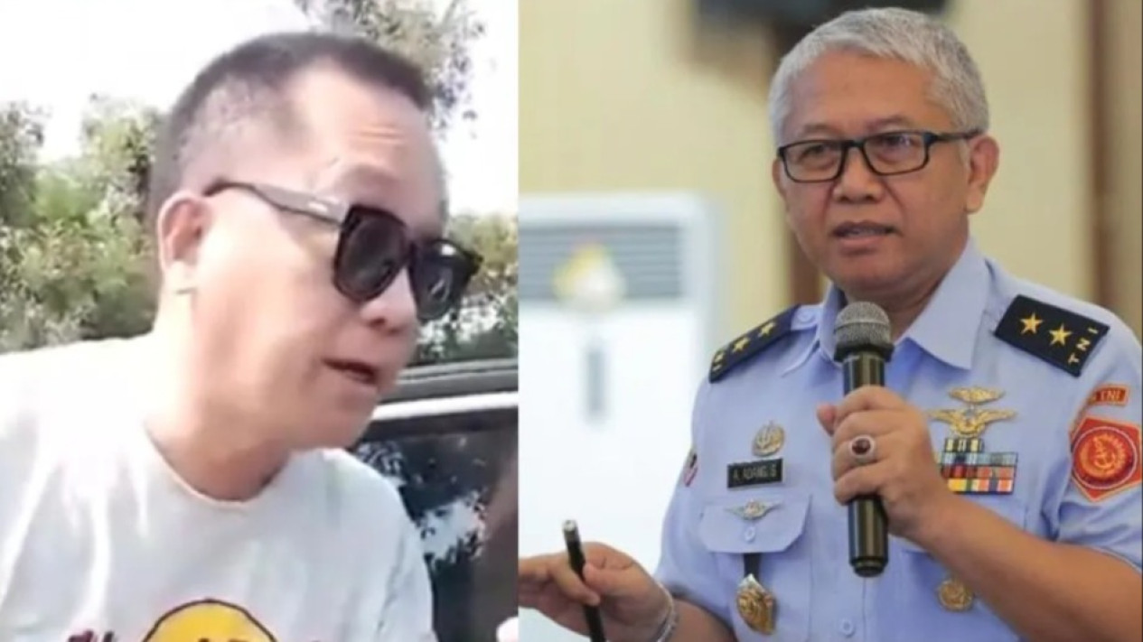 Pengemudi Fortuner viral (kiri) Marsda TNI Purn Asep Adang (kanan)